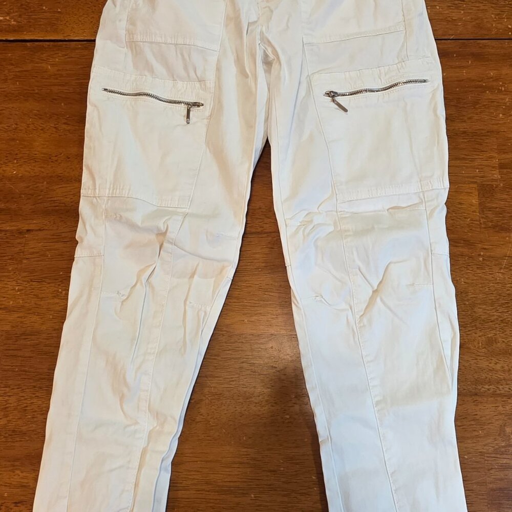 White House Black Market Women's The Slim Crop Pants Capri White 26x23